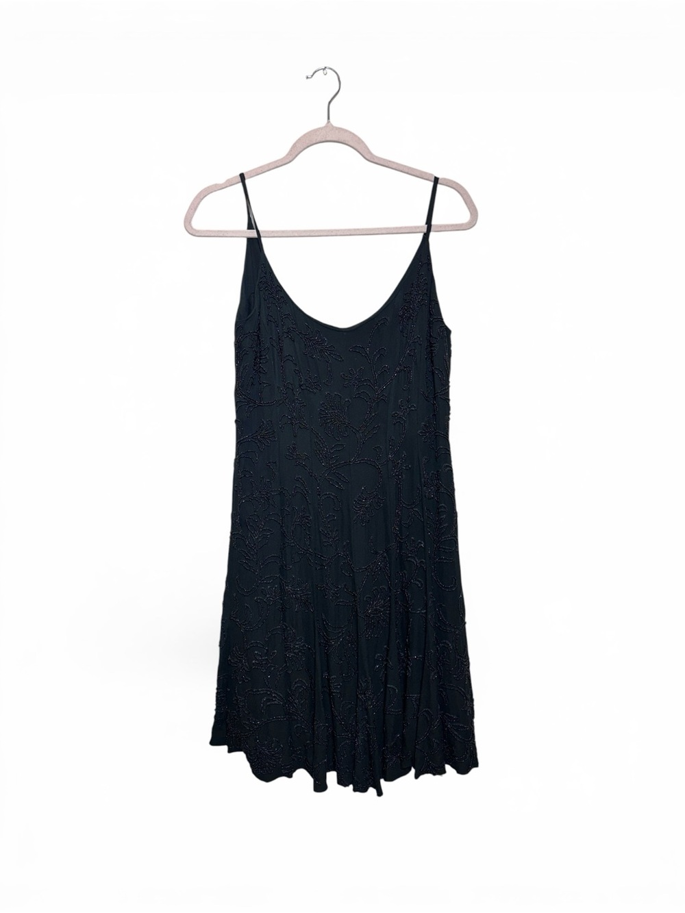 Vintage Carmen Marc Valvo Black Hand Beaded Slip Dress